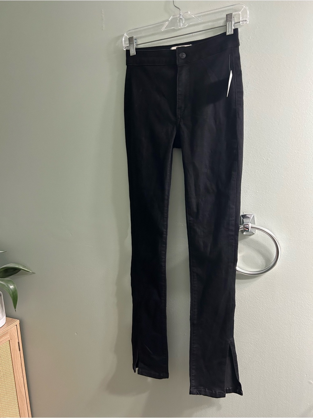 NWT free people we the free black skinny jeans with ankle slits